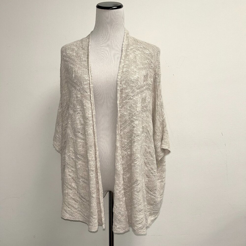 Eileen Fisher knit drape cardigan sweater M cover up